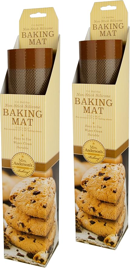 Mrs. Anderson's Baking Non-Stick Silicone Baking Mat - Reusable Oven Liner & Pastry Mat - For Breads, Cookies, Roasting & More - Baker’s Essentials - Heat-Resistant to 480°F - Half-Size Baking Mat