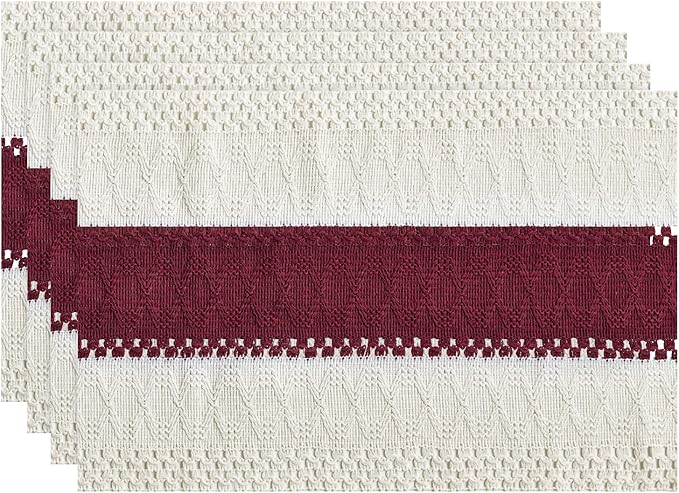 Artoid Mode Red Farmhouse Rustic Placemats Set of 4,12x18 Inch Seasonal Holiday Hollow Table Mats Party Kitchen Dining Decoration