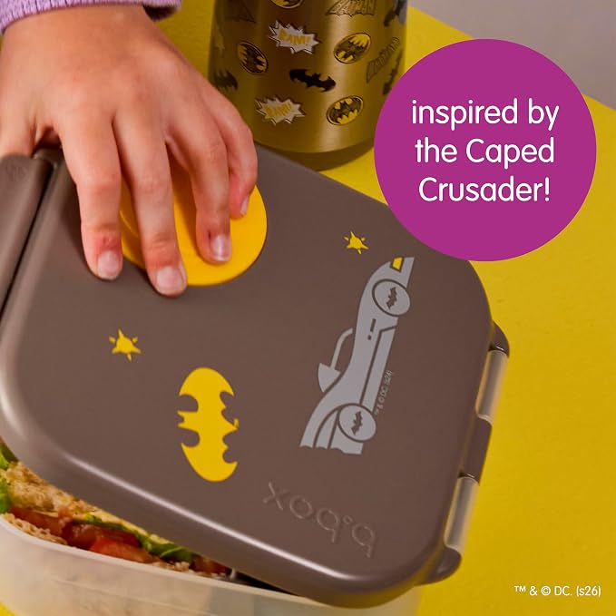 b.box Batman Mini Lunch Box Kids, Snack Containers for Kids, 4.25 Cup | Bento Box for Kids, Perfect 1st Lunch Box, Lunch Containers, Leak Proof, Dishwasher Safe, BPA Free, PFAS Free, Ages 3+
