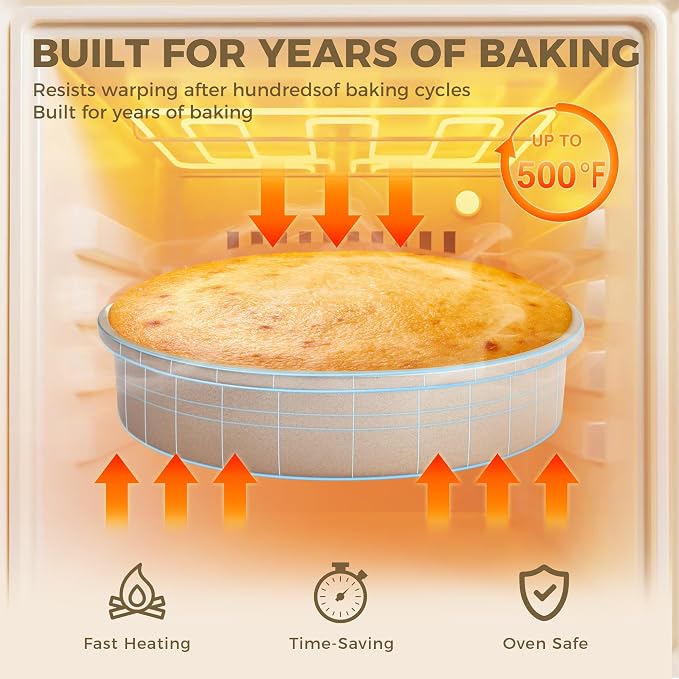 Ceramic Nonstick 9” Round Cake Pans, Heavy-Duty Aluminized Steel | Non-Toxic 9 Inch Round Cake with Diamond Texture, Cake Pans 9 Inch Round for Baking Cheesecake, Cream, 2-Pack