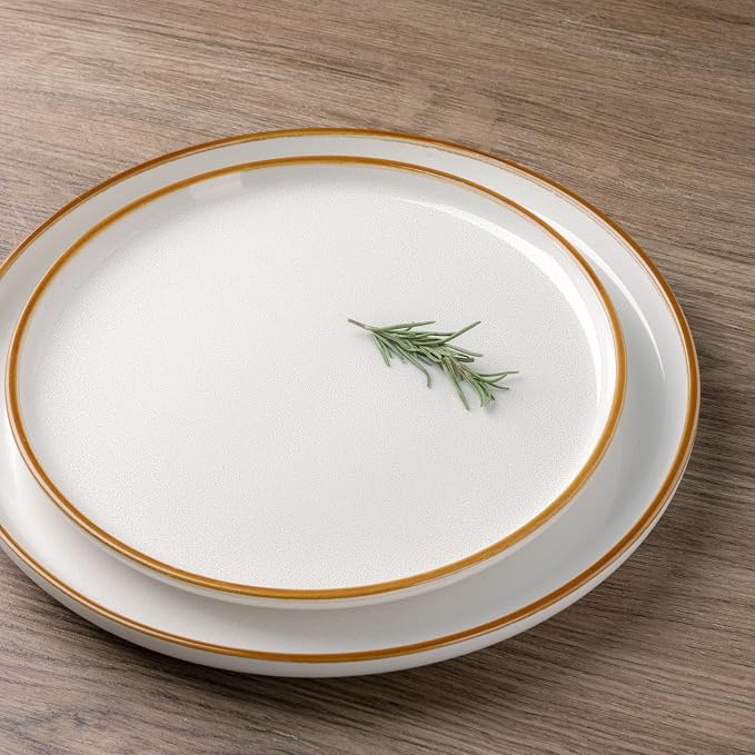 GBHOME Dinnerware Sets for 4, 12 Pieces Ceramic Plates and Bowls Set | Scratch Resistant Stoneware Dishes Set, Dishwasher & Microwave Safe, Reactive Glaze, Pearl White