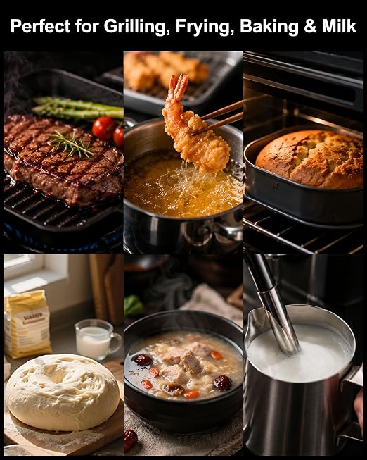 Charmline Meat Thermometer | 180° Auto-Rotating LED Display, 0.5-Second Read, Dual-battery Design, IP67 Waterproof and Dustproof