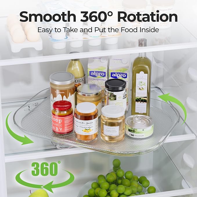 LAMU Lazy Susan Organizer Turntable 15.67''x11.7'' for Refrigerator Organizers and Storage, Fridge Organizer, Condiment Organizer for Kitchen, Table Top, Cabinet, Pantry, Countertop, 1 Pack