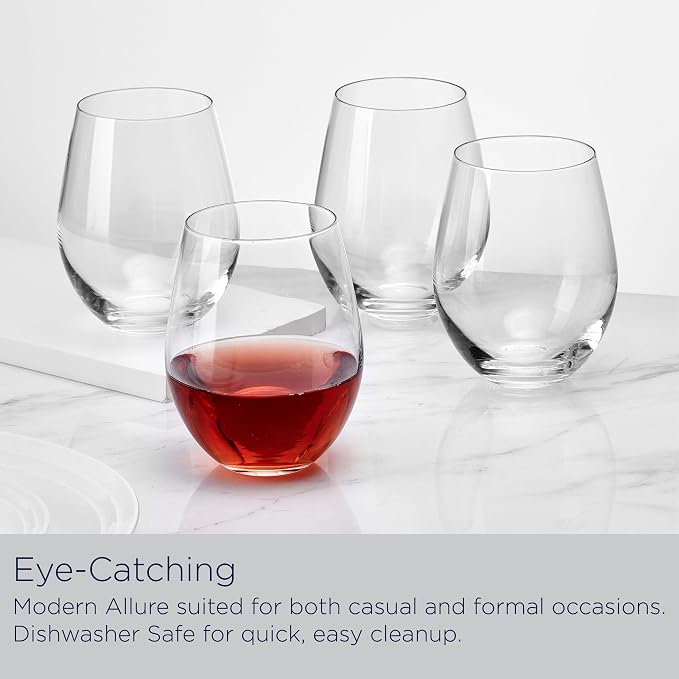 Mikasa Samantha Stemless Wine Glass, Set Of 4, 21 Ounce