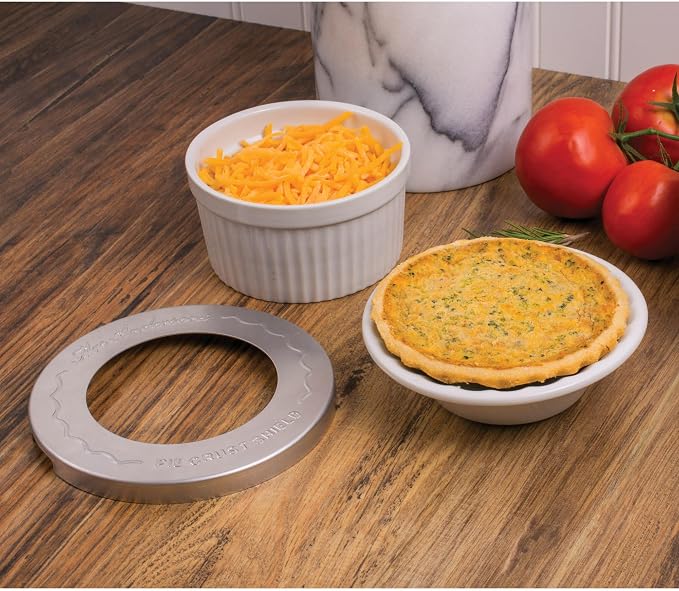 Mrs. Anderson's Baking Individual Pie Crust Protector Shields, Set Of 4, For Mini Pies And Pot Pies, Fits Up To 5-Inch Pie Plates, Prevents Over-Browning And Spills