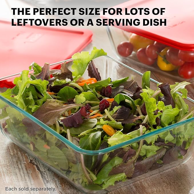 Pyrex Simply Store 11 Cup Glass Food Storage Container, BPA-Free Lid | Meal prep container with BPA-free plastic lid, freezer, dishwasher & microwave safe