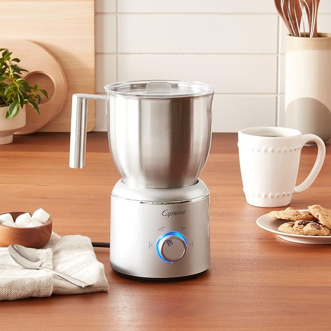 Capresso froth Select Automatic Milk Frother and Hot Chocolate Maker, Stainless Steel 209.05, Silver, 20 ounce | Stainless-Steel Pitcher, Froths 16 Oz, Heats 20 Oz, 4 Settings, Dishwasher-Safe