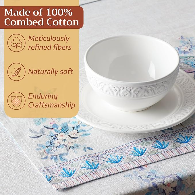 Maison d' Hermine Placemats Set of 4 Reusable 100% Combed Cotton (13"x19") | Cloth Place Mats Washable Table Mats for Kitchen Dining Wedding Home Restaurant Spring Summer - Peacock Utopia - Orginal
