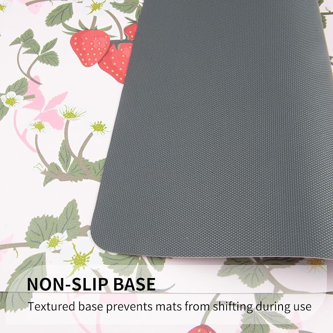 QIYI Leather Placemats Set of 6, 12"x18" Waterproof Table Mats, Strawberry | Faux Leather, Heat Resistant, Anti Slip, Wipeable Place Mats for Kitchen Dinning, Party Table Décor, Sweet Strawberry