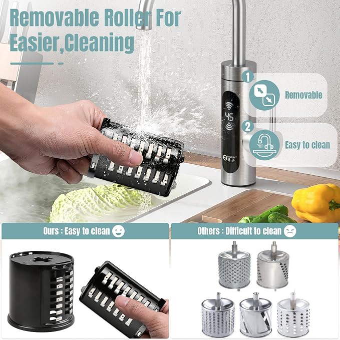 Stainless Steel Slicer Shredder Attachments for KitchenAid Stand Mixers | Vegetable Shredder, Cheese Grater, Salad Maker, Food Slicers Chopper Grinding Powder Accessories, Detachable 5 Blades