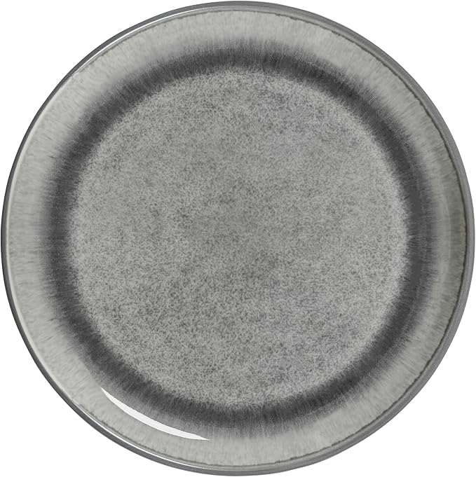 Sango Asher 12-Piece Stoneware Dinnerware Set for 4, Grey Ceramic Plates and Bowls Sets, Modern Dish Set with Reactive Glaze, Durable Kitchen Dishes for Casual Dining, Microwave & Dishwasher Safe