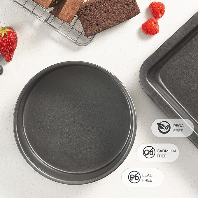 6 Inch Cake Pans for Baking, Round Small Layer Cake Pan Set with 120 Pieces Parchment Paper, Nonstick Circle Cheesecake Tin, 4 Pieces, Heavy Duty - Grey