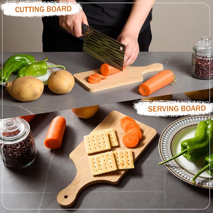 AWIZOM 6 Pcs Small Bamboo Cutting Board Bulk 11x5 Inch Personalized Wood Chopping Board Customized Laser Engraving Charcuterie Boards for Wedding Mother's Day Housewarming Present,0.39" Thick