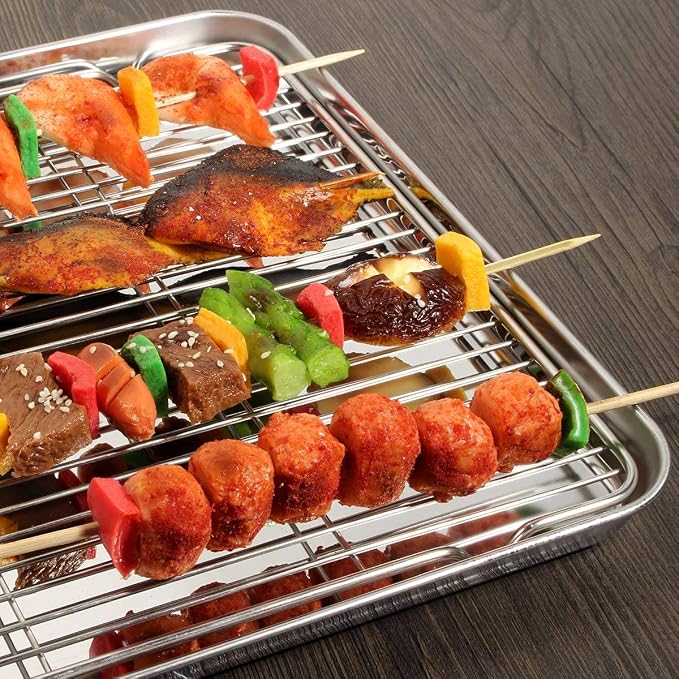 Stainless Steel Cooling Racks, Set of 3, 8.6L x 6.2W x 0.5H Inch, Wire Racks for Cooking, Baking, Roasting, Grilling, Dishwasher Safe