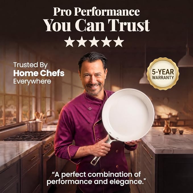 GOTHAM STEEL Hammered 3 Pc Nonstick Frying Pans Set, Navy Gold | 8, 10, 12" Fry Pans, Heavy Duty 3.0MM Gauge, Non Toxic PFOA/PFOS/PTFE Free, Induction Compatible, Oven & Dishwasher Safe