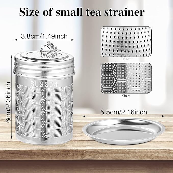 2 Pack Tea Infusers For Loose Tea, Stainless Steel With Lid | 304 Stainless Steel, Fine Mesh Filter, 2 Sizes, Fits Most Cups And Teapots, With Drip Trays, Dishwasher Safe