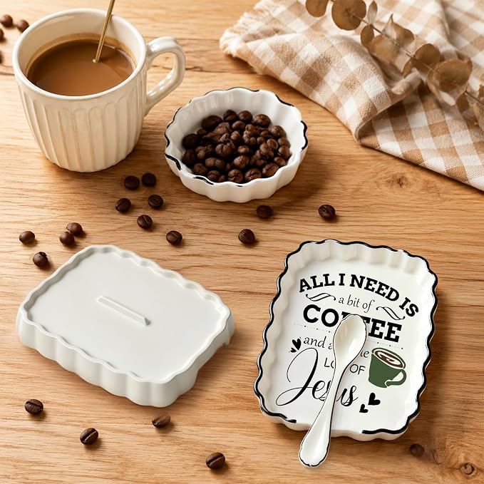 Coffee Spoon Rest, Ceramic Spoon Holder for Coffee Lovers Gifts | Coffee Bar Accessories Cafe Station Decor, Small Teaspoon Rest Farmhouse Cute Cafe Bar Decor Accessories for Countertop