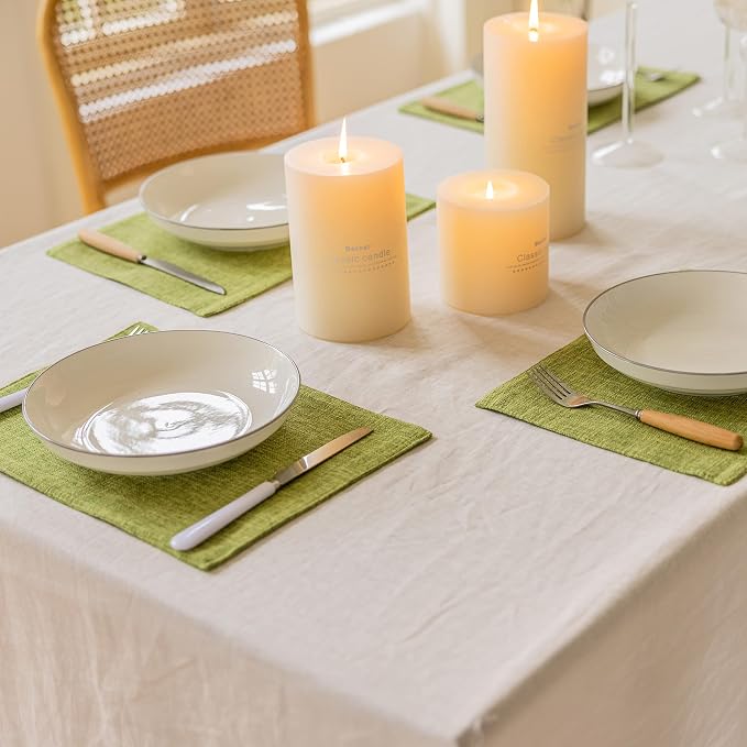 Home Brilliant Green Placemat Set of 6 Washable Place Mats Placemats Heat Resistant Table Mats for Wooden Table Dinner Summer Decor, Lime Green