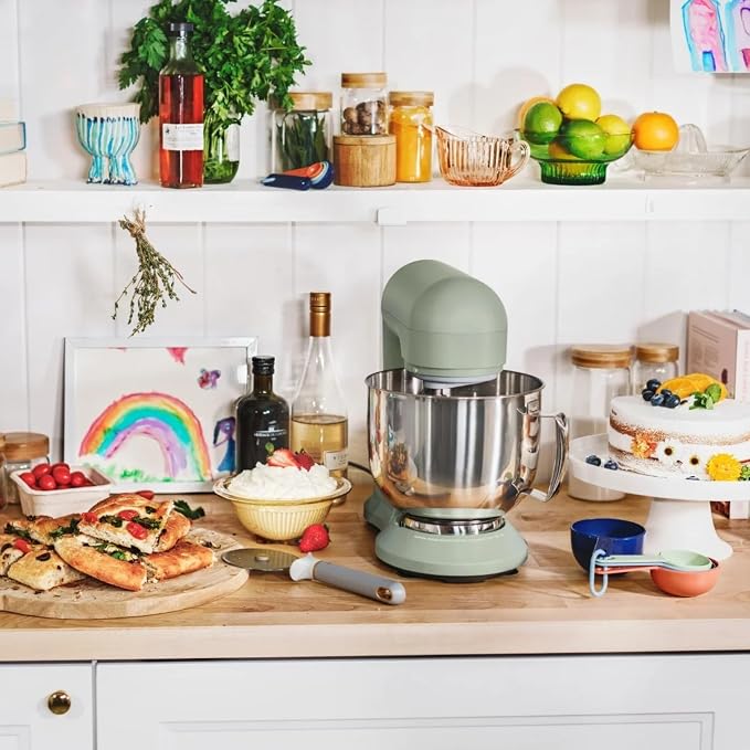5.3 Qt Stand Mixer, 300W Electric Kitchen Mixer with 12 Speeds, Tilt Head Design, Stainless Steel Bowl, Dough Hook Whisk Beater Splash Guard (Sage Green)