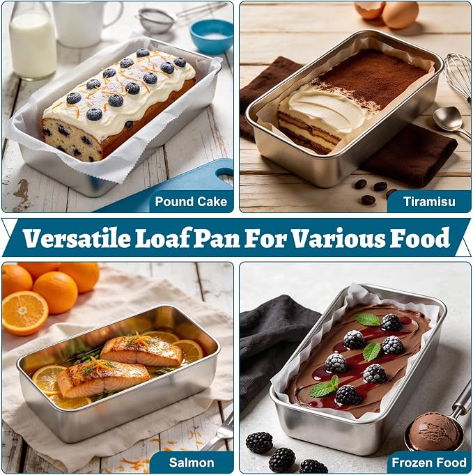 TeamFar Loaf Pan for Baking Bread, 9 x 5 Inch Bread Loaf Pan with Lid | Stainless Steel Meatloaf Pan Tin for Homemade Bread, Brownies, Meal Prep, Storage, Healthy & Dishwasher Safe