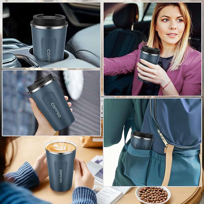 CS COSDDI 12 oz Stainless Steel Vacuum Insulated Tumbler - Coffee Travel Mug Spill Proof with Lid - coffee Cup for Keep Hot/Ice Coffee,Tea and Beer (Tibetan blue) | Stainless Steel Double-wall insulation, 6-Hour Heat Retention, 360°Leak proof, BPA-free...