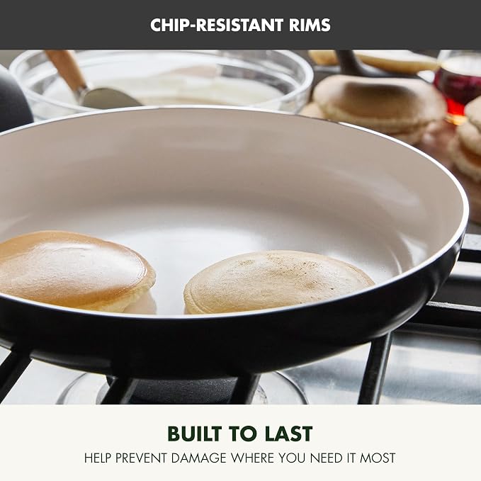 GreenPan Rio Advanced 10" Frying Pan Skillet, Ceramic Nonstick PFAS-Free, Induction Ready, Dishwasher and Oven Safe, Black