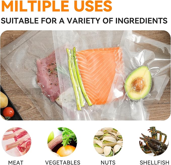 Vacuum Seal Bags for Food, Pint 6″x 10″50 Pcs, BPA Free Food saver Bags | Commercial Grade Precut Vacuum Sealer Bags for Food Sous Vide, Vacuum Storage Bags Food, Heavy Duty, Kitchen Essentials,