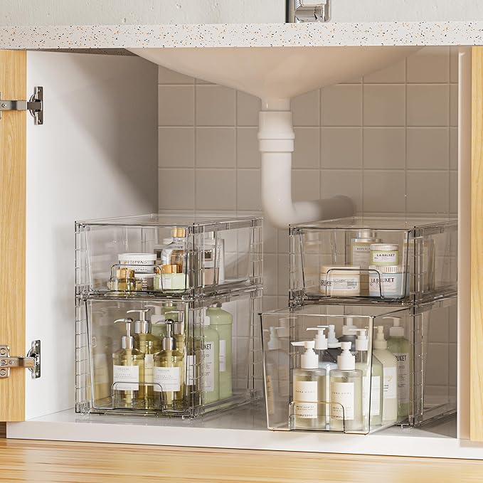 Vtopmart 8 Pack Clear Stackable Storage Drawers