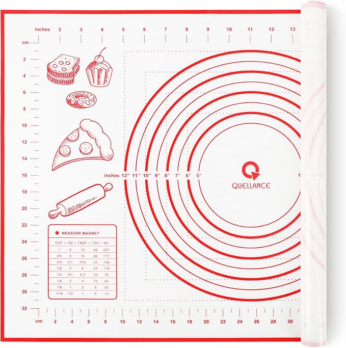 Silicone Baking Pastry Mat Large Dough Kneading Sheet for Rolling, 16×24 in | Non-Stick Non-Slip Reusable Kitchen Pad with Measurement Household Baking Essential for Pie Bread Pizza Cookie Fondant Making