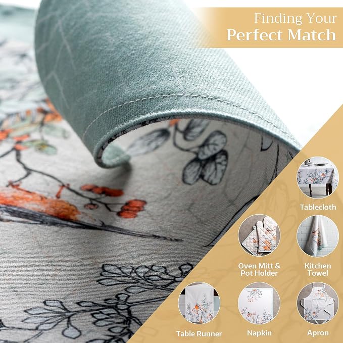 Maison d' Hermine Placemats Set of 4 Reusable 100% Cotton (13"x19") | Cloth Place Mats Washable Table Mats for Kitchen Dining Party Wedding Home Thanksgiving Christmas - Whitish Shabby Chique