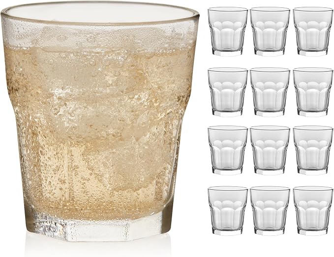 Libbey Gibraltar Rocks Glasses Set of 12, 12 Oz | Iconic Heavy Base Bar Glassware, Dishwasher Safe Whiskey Drinking Glass Set for Everyday Use