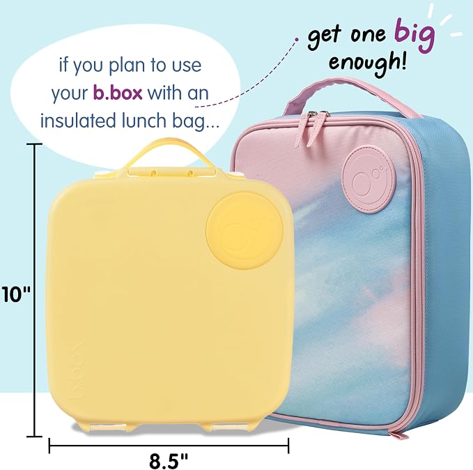 b.box Lunch Box, 8.5 Cup Bento Box for All Ages, Snack Box, Food Containers | Lunch Box Kids + Adults, Lunch Containers, 4 Compartments, Leak Proof, Dishwasher Safe, BPA Free, PFAS Free — Lemon Twist