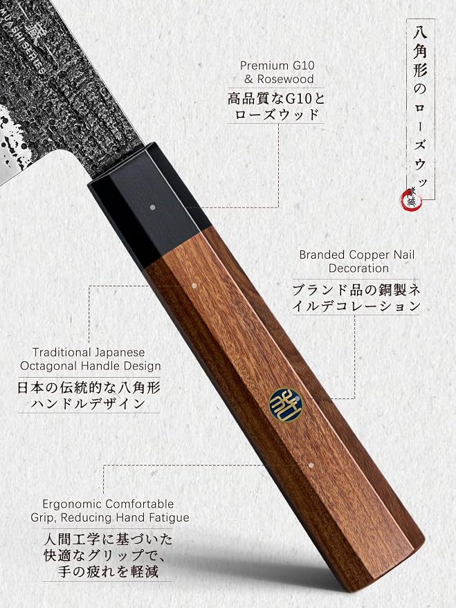 HOSHANHO 5 Pieces Knife Set, 10CR15MOV High Carbon Steel Chef Knife Set | Razor Sharp Japanese Kitchen Knife Set for Daily Prep, Professional Knives Set for Kitchen with Ergonomic Rosewood Handle