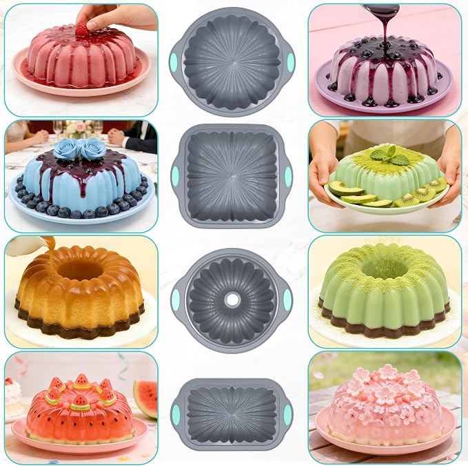 69 Pieces Silicone Baking Set, Non-Stick Bakeware Set with Cake Pans, Muffin Cups, Food Grade Silicone Baking Molds for Cakes, Bread, Muffins, Brownies, Light Grey