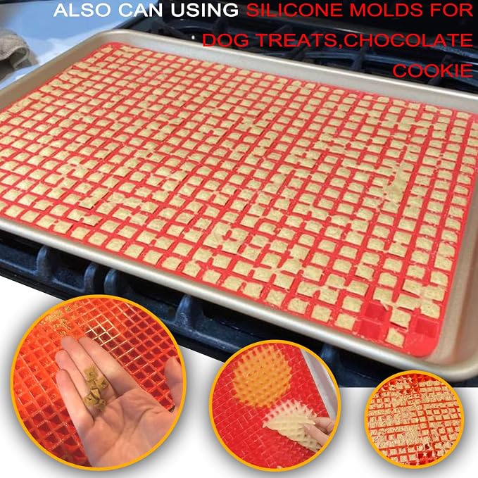 Silicone Baking Mat Pyramid Sheets Cooking Pan 16"x11" 2 Pack-Red | Best Healthy Fat Reducing Nonstick Cooking Mat for Baking Mat with Grid for Oven Grilling BBQ, Baking and Roasting