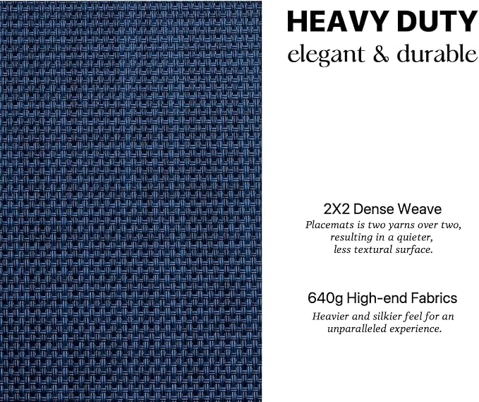LEXMORE PlaceMats Set of 12 Vinyl/Plastic Woven Place Mats for Kitchen Table Indoor/Outdoor Washable PlaceMats Wipeable Dining Table Mats(Navy Blue)