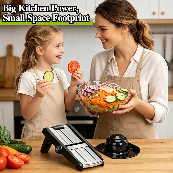 MASTERTOP Mandoline Slicer, 5 in 1 Mandoline Food Slicer, Dishwasher Safe | Stainless Steel Mandoline Slicer, Adjustable Vegetable Slicer for Fruit, Cheese, Send Cut Proof Gloves & Cleaning Brush