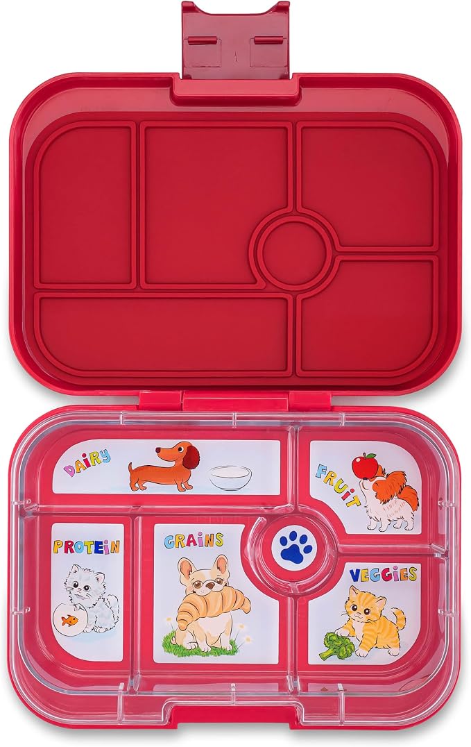 Yumbox Original Leakproof Bento Lunch Box, Wow Red Cats & Dogs | Kids Lunch box, Easy Open Latch, Lightweight, Compact, Removable Tray, BPA-Free