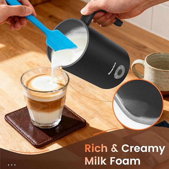 4-in-1 Electric Milk Frother & Steamer – Automatic Frother Machine, Barista-Style Hot & Cold Foam for Lattes, Cappuccinos, Iced Coffee, Quiet, One-Touch, Easy to Clean