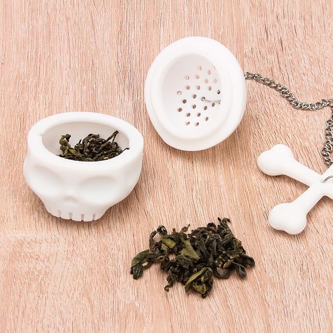 Coolrunner 2 pcs Silicone Tea Bones Skull Tea Infuser Filter | Diffuser Loose Leaf Leaves Silicone Tea Strainer