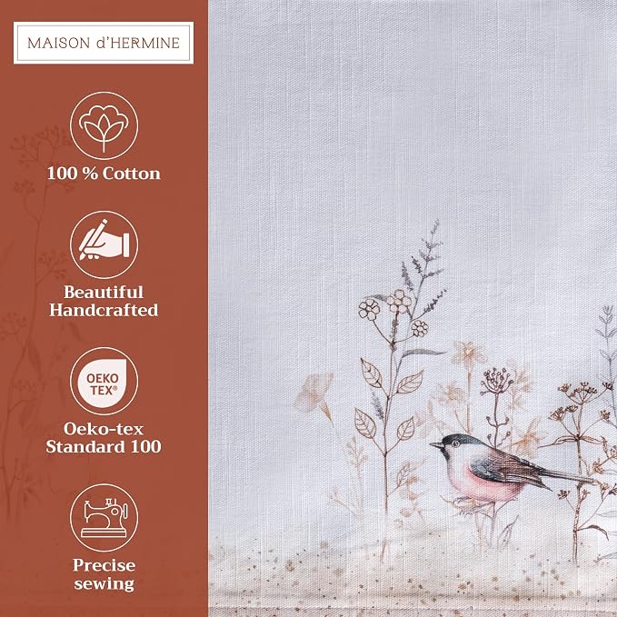 Maison d' Hermine Placemats Set of 4 Reusable 100% Cotton (13"x19") | Cloth Place Mats Washable Table Mats for Kitchen Dining Party Home Restaurant Spring Summer - Meadow Florals - Brown
