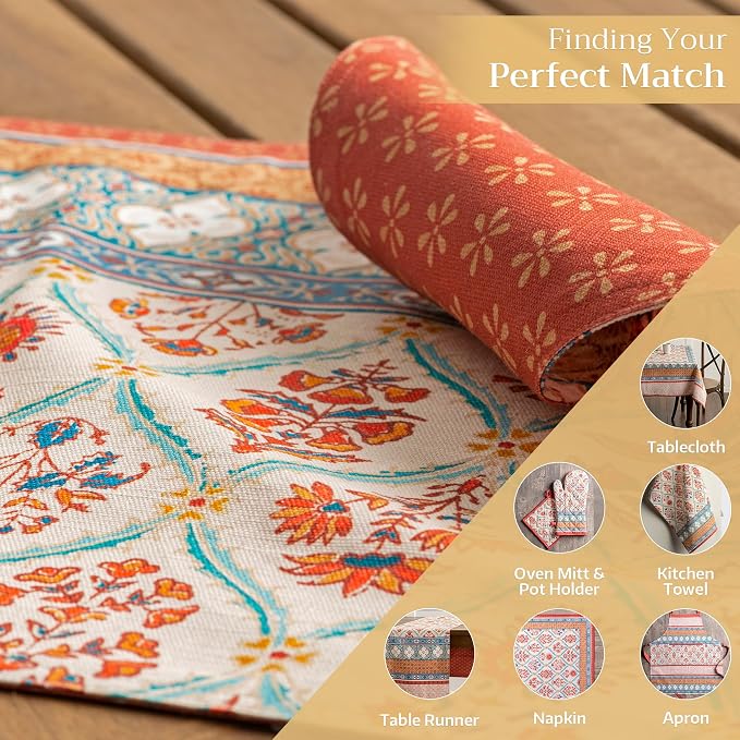 Maison d' Hermine Placemats Set of 4 Reusable 100% Cotton (13"x19") | Cloth Place Mats Washable Table Mats for Kitchen Dining Party Wedding Hotel Home Thanksgiving Christmas - Romane