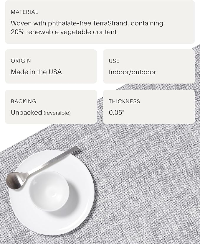 Chilewich Mini Basketweave Placemats, Round Woven Placemats Set of 4 | Reusable, Stain-Resistant, Indoor/Outdoor Tabletop Protection, Mist, 15" Round
