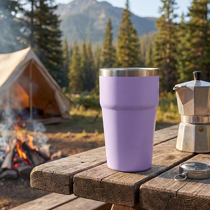 MEWAY 16oz Tumbler Double Wall Vacuum Insulated Travel Mug Bulk, Stainless Steel Tumblers with Lid, Powder Coated Coffee Cups for Cold & Hot Drinks (Lavender,1 Pack)
