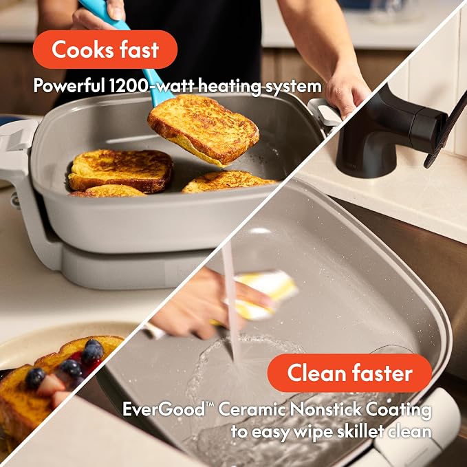 bella Fits-Anywhere™ SAUTE Make & Take Skillet, Non-Toxic, Ceramic, Oatmilk