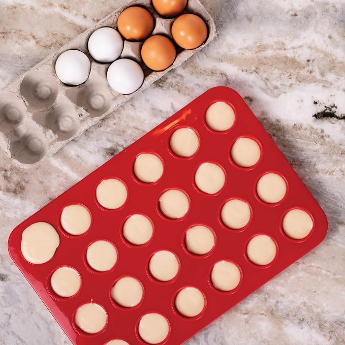 Mrs. Anderson's Baking Silicone Mini Muffin Pan, 24 Cup, European-Grade Silicone Bakeware, For Mini Muffins And Cupcakes