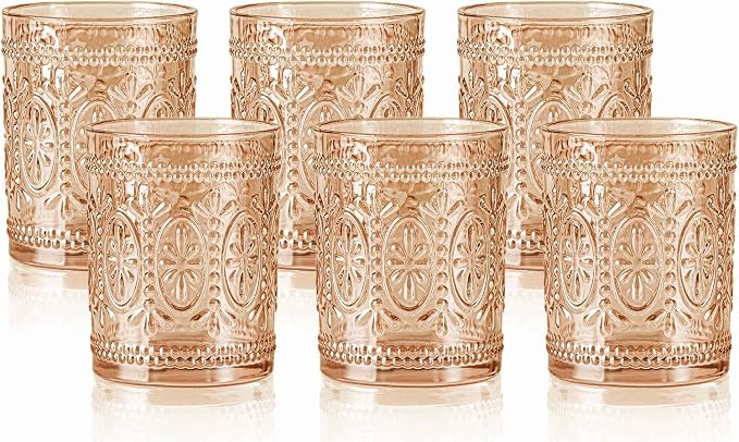 Darlion Amber Glassware, Vintage Drinking Glasses, 10oz Amber Glass Cups | Food Grade Glass, Lead-Free Glass, Durable&Sturdy, Vintage Decoration