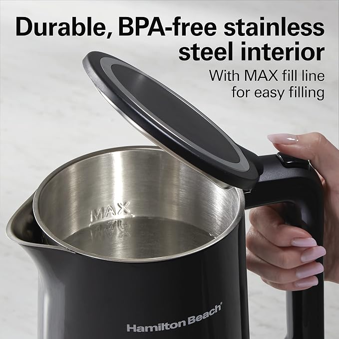Hamilton Beach Digital Temperature Control Electric Tea Kettle, Hot Water Boiler & Heater 1.7L, 5 Preset Modes + Keep Warm, Fast Boil 1500 Watts, BPA Free, Cool-Touch Exterior, Black (41033) | Fast Boiling 1500 Watts |Temp Control + 5 Presets | Cool-To...