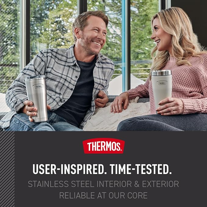 THERMOS ICON SERIES, Stainless Steel Tumbler, Matte Stainless Steel, 16 oz