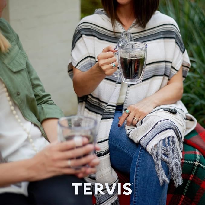 Tervis Clear & Colorful Tabletop Made in USA Double Walled Insulated Tumbler Travel Cup Keeps Drinks Cold & Hot, 16oz Mug, River Rock | Made in USA, Double-wall Insulated Keeps Coffee & Matcha Hot, Shatterproof, BPA-Free, Dishwasher Safe, Gifts under $25